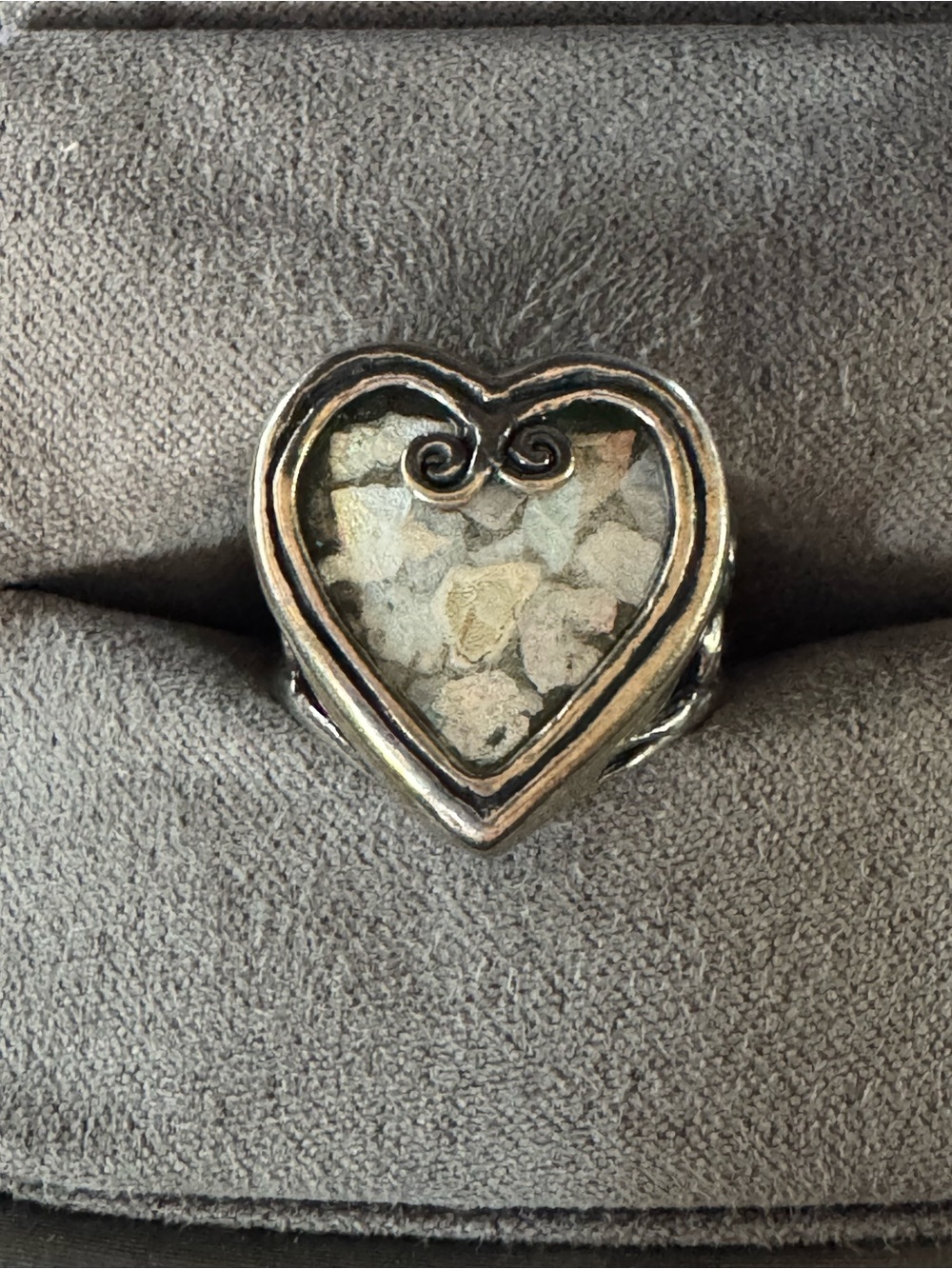LIRM Israel Sterling Silver Art Glass Heart Ring - Size 7